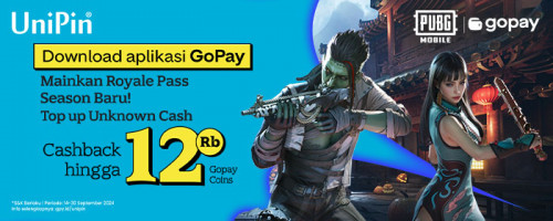 Top up Unknown Cash di UniPin Cashback 12Ribu GoPay Coins. Mainkan Royale Pass Season Baru!